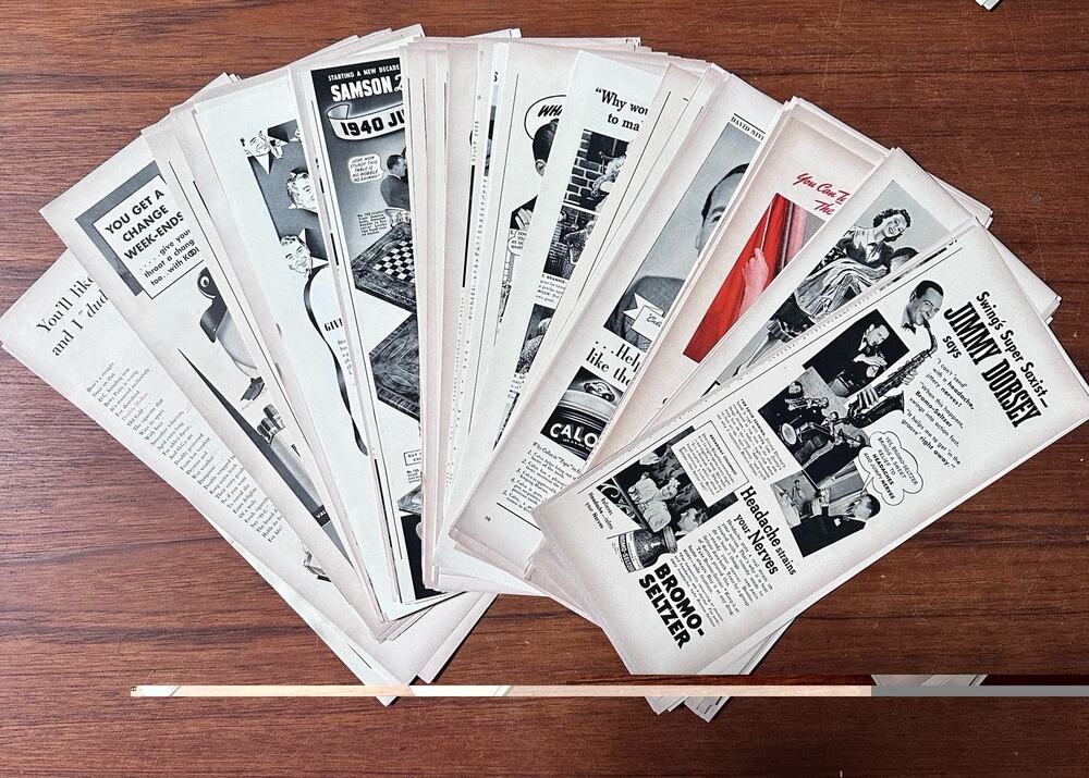 Lot of 200 Original 1939 Ads Half-Page Great Variety